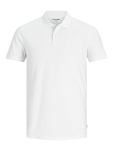JACK & JONES Male Polo Shirt Klassisches, Weiß, White, M