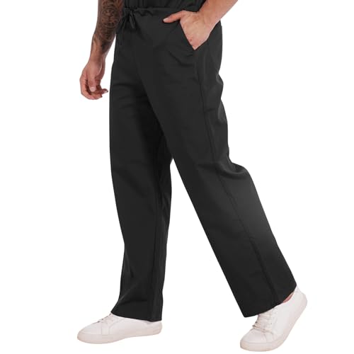 JONATHAN UNIFORM Medizinische Schlupfhose Unisex Arbeitshose mit Elastischem Kordelzug und 4 Taschen für Ärzte Zahnärzte Krankenschwestern Friseure Sauberkeit (Schwarz, M)