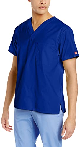 Dickies EDS Signature 83706 Schlupfkasack für Damen und Herren, Unisex, eine Tasche, V-Ausschnitt, weich gebürstete Popeline, Oberteil, Galaxy Blau, L