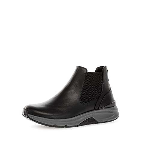 Gabor Damen Chelsea Boots, Frauen Stiefeletten,Wechselfußbett,uebergangsstiefel,Schlupfstiefel,flach,Stiefel,schwarz (Micro),39 EU / 6 UK