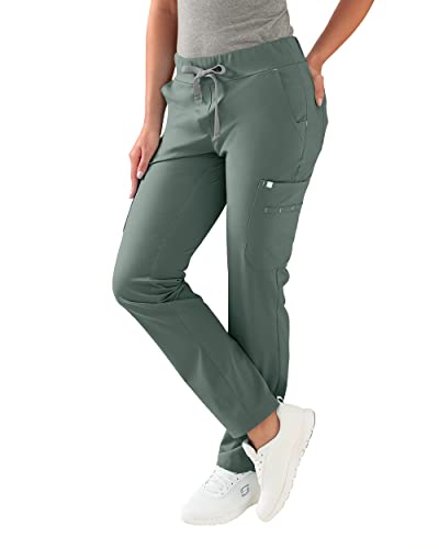 CLINIC DRESS Hose I kaere I Damen-Schlupfhose Pflegehose Arbeitsbekleidung I Gerades Bein Stretch I Industriewäsche geeignet | bis 75 Grad waschbar | dunkelgrün XXL