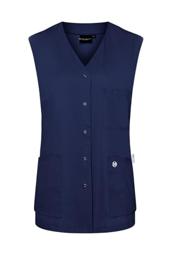 Karlowsky Damen Kasack Essential Ärmellos V-Ausschnitt Druckknöpfe Modern Fit Polyester/Baumwollmix nachhaltig Oeko-TEX® pflegeleicht - Farbe Marine - Größe 56