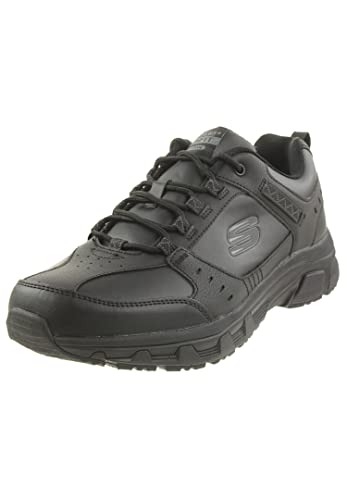 Skechers Oak Canyon Redwick Herren Trainer, Black Leather Synthetic Textile Black Trim, 42 EU