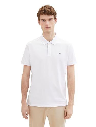 TOM TAILOR Herren Basic Piqué Poloshirt, 20000 - White, L