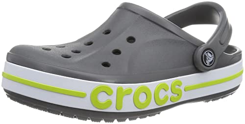 Crocs Bayaband Clogs für Damen und Herren mit Fersenriemen für sicheren Halt 43-44 EU Slate Grey/Lime Punch