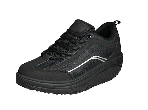 Aerosoft Walker Komfort Schnürschuh Damen Herren Memory Foam Wechselfußbett (schwarz, EU Schuhgrößensystem, Erwachsene, Herren, Numerisch, M, 43)