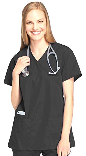 Smart Uniform 2XL 1224 Mock Wrap Scrub (XXL, Schwarz Black 1)