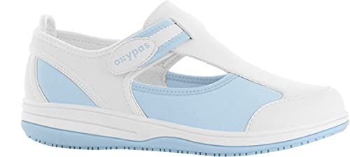 Oxypas Medilogic Candy Slip-resistant, Antistatic Nursing Shoes in White with Light Blue Size 39 EU (6 UK)