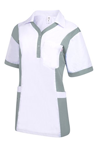 Clinotest Damenkasack Julia, Gesundheitswesen, für die Pflege, Berufsbekleidung, in Trendfarben (L, weiß/grau)
