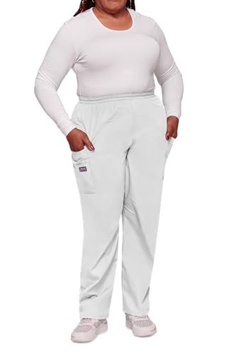 Cherokee Damen OP-Hose Originals - Kasackhose - Medizinische Kleidung mit Taschen - Scrubs - Schlupfhose - Medizinische Berufsbekleidung - Weiß - 2XL