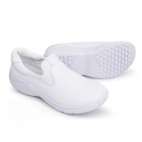 Hawkwell Damen-Schlupfschuhe, leichte Pflegeschuhe, Bequeme, rutschfeste Arbeitsschuhe, Weiß EU 40