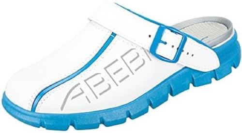 Abeba Berufsschuh-Clog Herren Abeba Dynamic tools, Weiß Blau mit Aufdruck, 45 EU