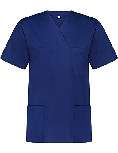 B-well ANGEL Unisex Kasack Kurzarm V-Ausschnitt Kasack Damen Pflege Kasack Herren Pflege Kasack Schlupfkasack (Blau, M)