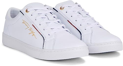 Tommy Hilfiger TOMMY HILFIGER SIGNATURE SNEAKER Cupsole Sneaker Damen, Weiß (White), 39 EU