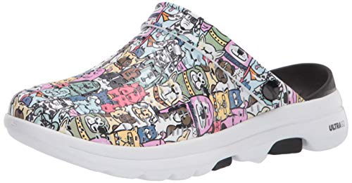 Skechers Damen Go Walk 5 Clogs mit Crowd-Print Holzschuh, Schwarz/Multi, 40 EU