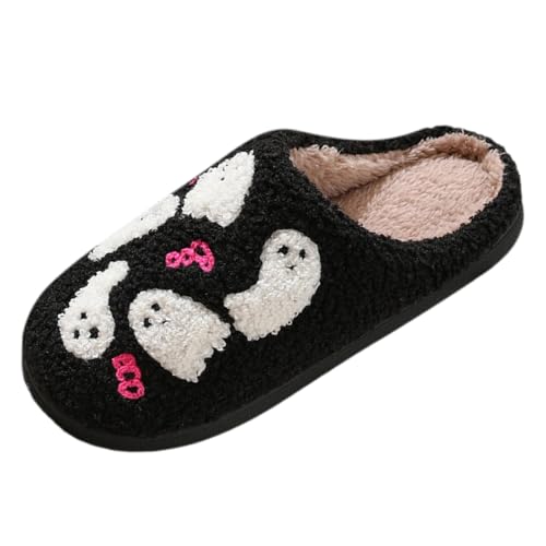 Paare Männer Frauen Halloween Schlupfschuhe Pelzigen Flache Hause Winter Runde Zehe Halten Warm Cartoon Drucke Hausschuhe Schuhe Schuhe Pflegeberufe Damen 43 S Damen Schuhe Winter