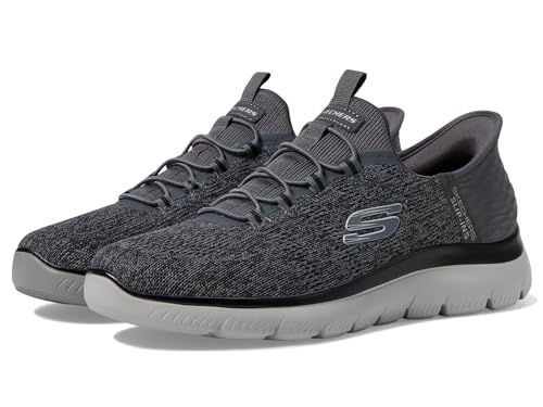 Skechers Herren Summits Key Pace Sneakers, Anthrazitfarbenes Netzgewebe, schwarzer Besatz, 43 EU