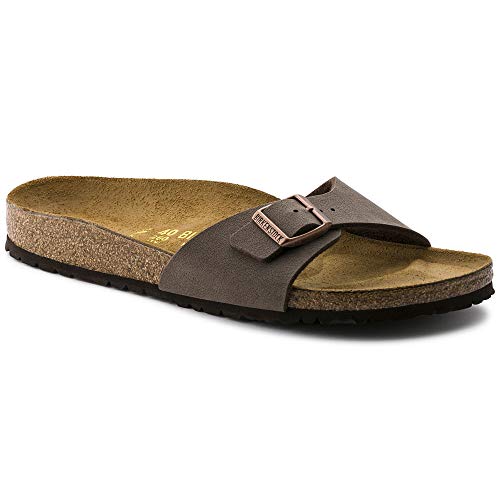 Birkenstock Damen Classic Madrid Birko-Flor Pantoletten,Braun (NUBUK MOCCA), 39 EU