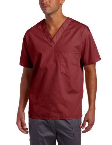 Dickies Unisex Everyday Scrubs (EDS) V-Ausschnitt 1 Tasche Top - Rot - Groß