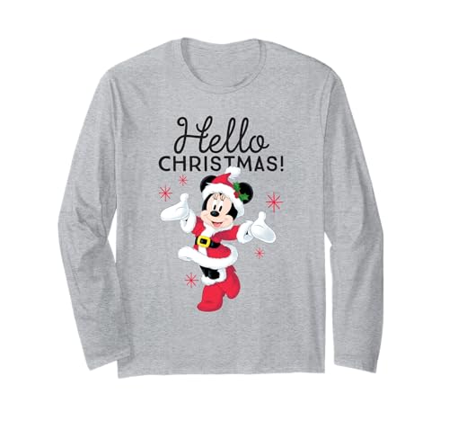 Disney Santa Minnie Mouse Hello Christmas Holiday Langarmshirt