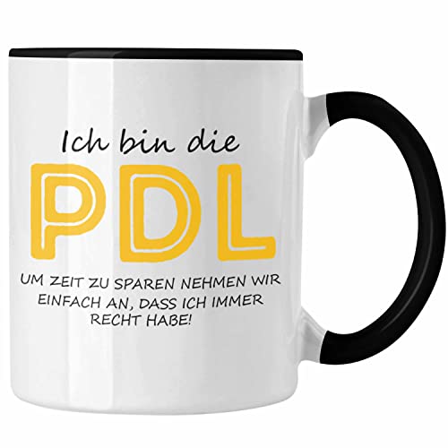 Trendation - Lustige Tasse PDL Geschenkidee für Pflegedienstleitungen Krankenhaus (Schwarz)