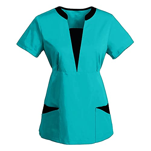 OUMSHBI mit Karikatur Motiv kasacks Damen Pflege Set Tshirt Kleid Damen Altenpflege Kleidung Kasack schwarz Damen Laborkittel Baumwolle Berufskleidung Damen Kasack weiß reißverschluss