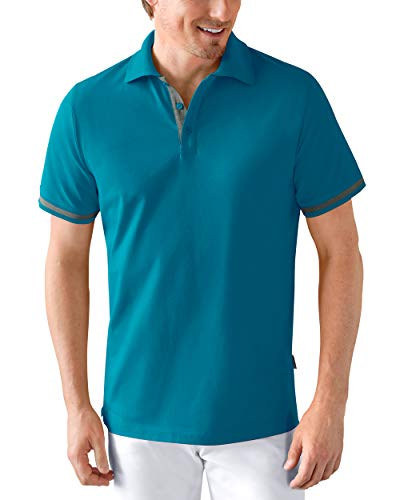 CLINIC DRESS Shirt Polo Herren 1/2 Arm - Regular Fit Polokragen 95% Baumwolle mit Stretch, für Pfleger, Ärzte und Pflegepersonal Petrol/dunkelgrau Melange M