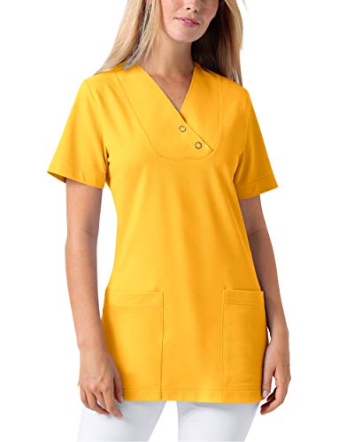 CLINIC DRESS Longshirt Damen V-Ausschnitt 60% Baumwolle Sonnengelb L