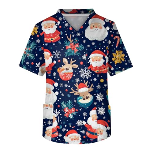 Pflege Kleidung Herren Arbeitskleidung Damen Kasacks Damen Pflege mit Motiv Weißes Tshirt Herren Weihnachts Shirt Weihnachts Hemd Herren Rundhals T-Shirt Herren Arbeitskleidung Blau 4XL